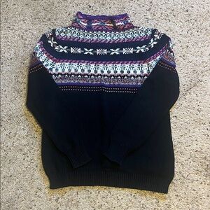 Chaps Black and Purple Turtleneck Sweater